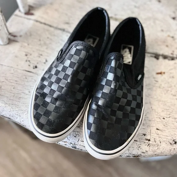 Vans slip-on Checkerboard Shoes - Black Check -9M - Picture 1 of 7